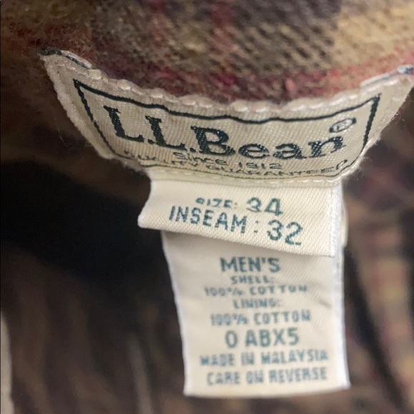 LL Bean Fleece Insulated  Men’s Pants Size 34 - Picture 6 of 6